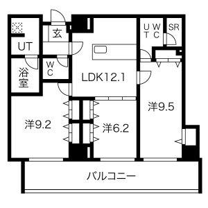 さくらHILLS NISHIKI PLATINUM RESIDE(3LDK/13階)の間取り写真