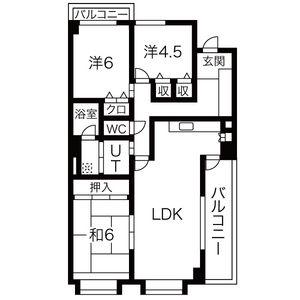 グランクール自由ヶ丘(3LDK/3階)の間取り写真