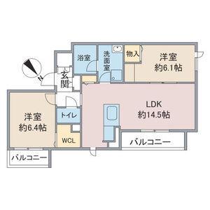 フェリシア ガーデン(2LDK/2階)の間取り写真