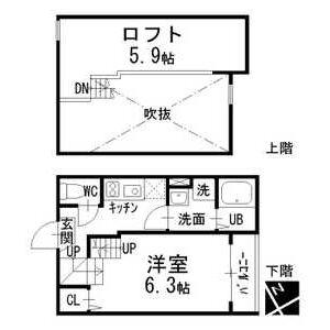 パークサイド北斗(1K/2階)の間取り写真