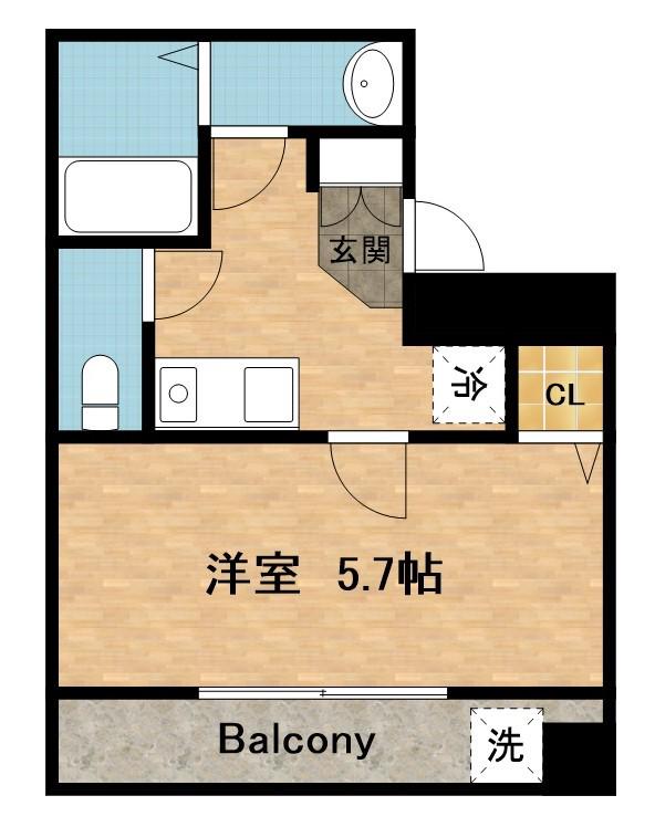 チャミー東山(1K/4階)の間取り写真