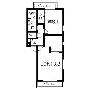 ハイツグランベル(1LDK/1階)の間取り写真
