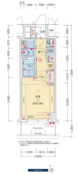 プレサンス広小路通今池(1K/8階)の間取り写真