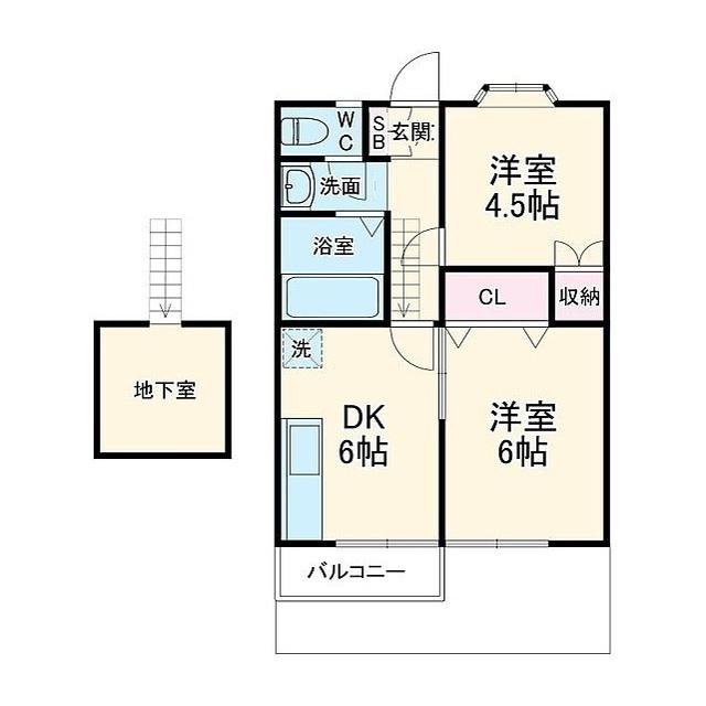 カメリア(2DK/1階)の間取り写真