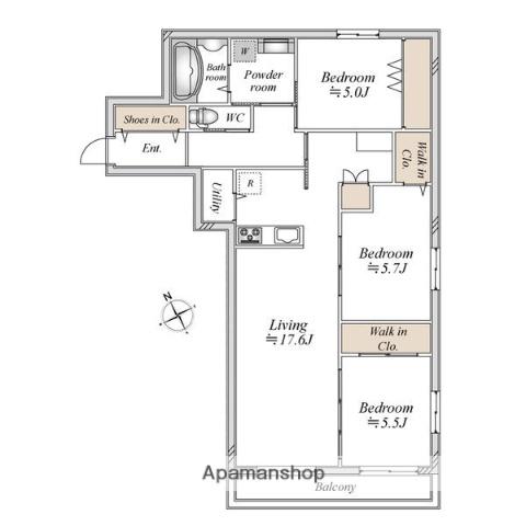 ガーデンコート池下(3LDK/3階)の間取り写真