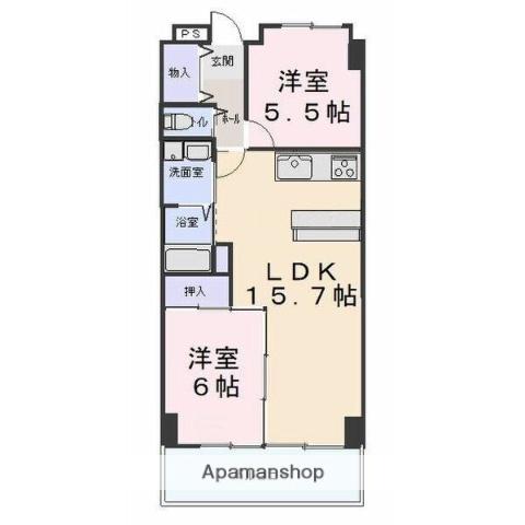 グランドールシャトー(2LDK/8階)の間取り写真