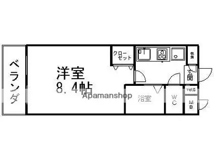 KⅡ-OKASAN B.二番館(1K/6階)の間取り写真