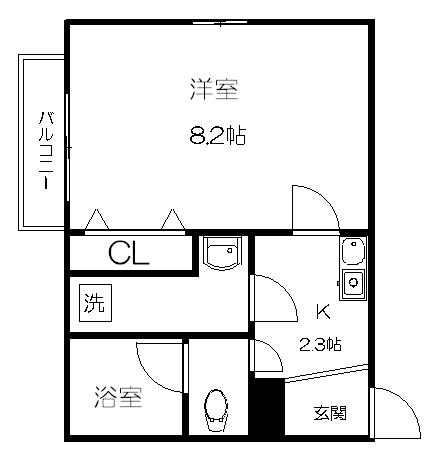 アリヴィオ東苑(1K/1階)の間取り写真