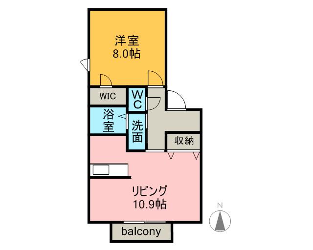 メゾン下方(1LDK/2階)の間取り写真