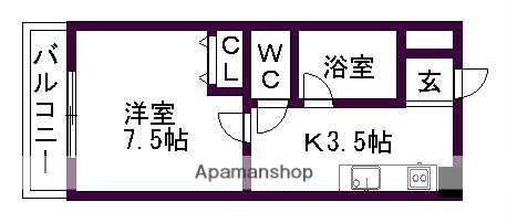 ヴィラリーゼングロスⅡ(1K/1階)の間取り写真