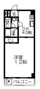 コンフォート山花(1DK/4階)の間取り写真