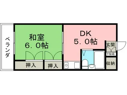 ラ・クール泉(1DK/4階)の間取り写真