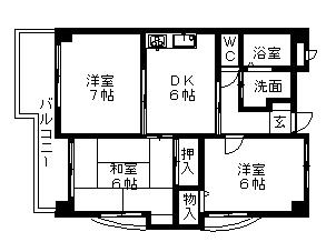 ベルドミール葵21(3DK/3階)の間取り写真