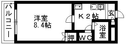 レジデンス赤坂(1K/1階)の間取り写真