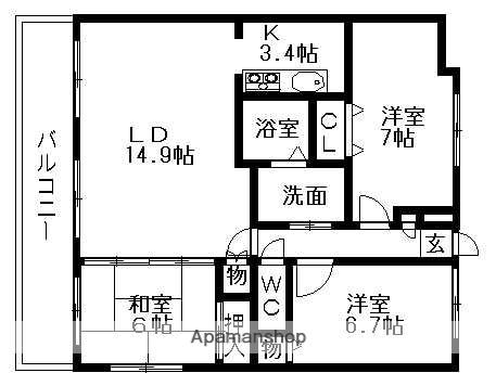 ファヴォール白壁(3LDK/6階)の間取り写真