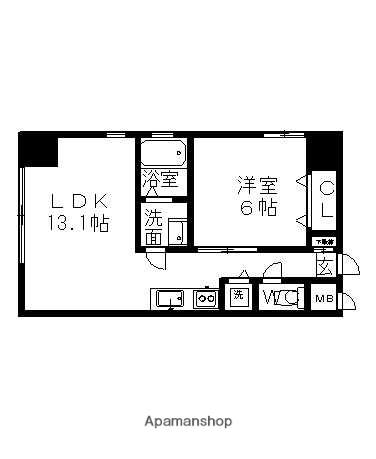 AHビル(1LDK/9階)の間取り写真