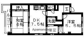 メゾンオカダ(2DK/4階)の間取り写真