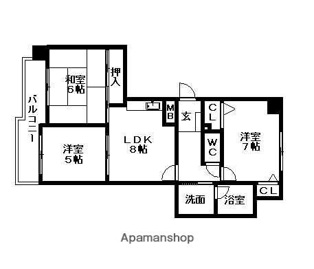 メゾンドラステア(3DK/3階)の間取り写真