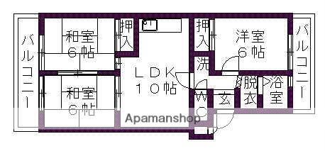 岡嶋グリーンハイツ(3LDK/2階)の間取り写真