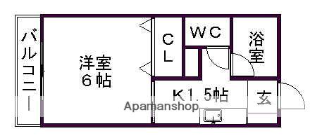 コーポ茨塚(1K/2階)の間取り写真