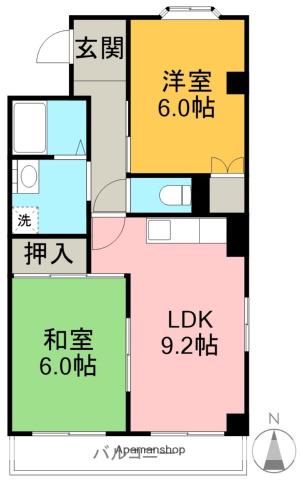 ファミールARAKAWA(2LDK/2階)の間取り写真