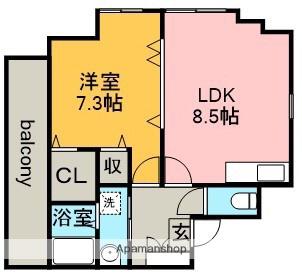 FILL RICH(1LDK/2階)の間取り写真
