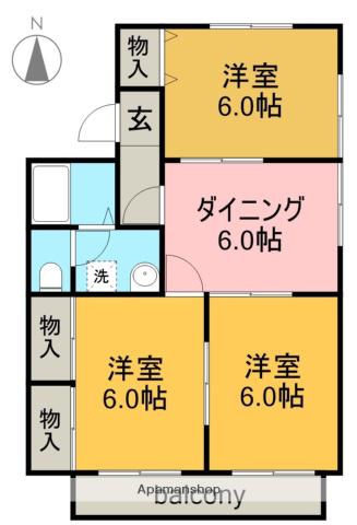 エクセルフォー(3DK/1階)の間取り写真