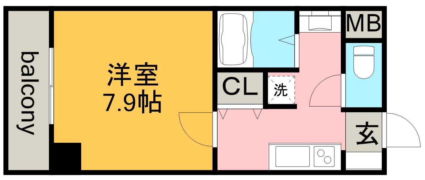 WING MAY ウエスト(1K/2階)の間取り写真