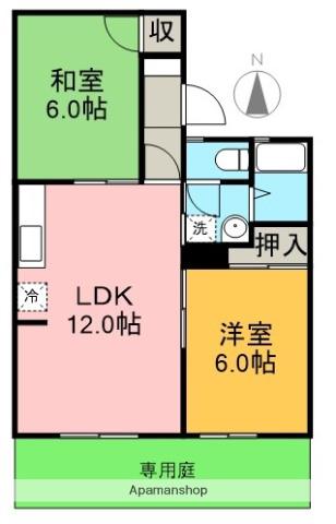 キャステール・エル(2LDK/1階)の間取り写真