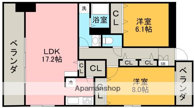 SERENITY(2LDK/4階)の間取り写真