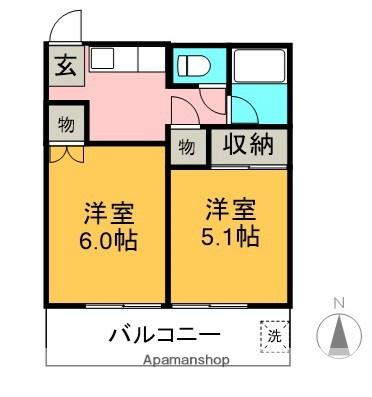 丸米コーポ(2K/2階)の間取り写真