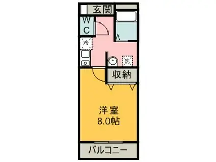 メゾン オリーブ(1K/1階)の間取り写真