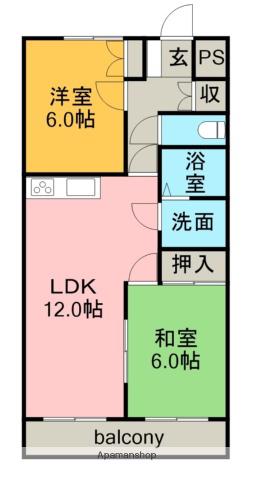 プレステイジ清水(2LDK/6階)の間取り写真