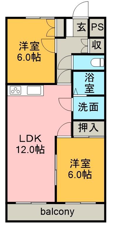 プレステイジ清水(2LDK/10階)の間取り写真