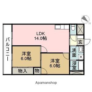 バロワール宝神(2LDK/3階)の間取り写真