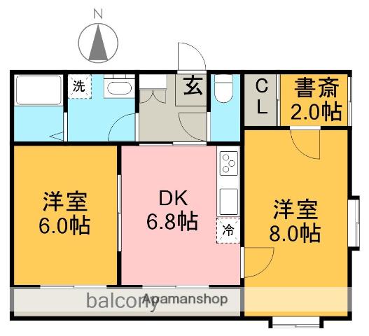 エレガンス中花(2SDK/1階)の間取り写真