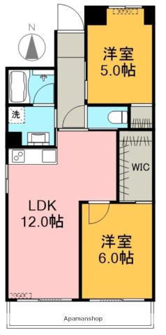 浅井第2マンション(2LDK/7階)の間取り写真