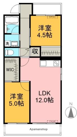 浅井第2マンション(2LDK/7階)の間取り写真