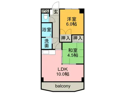 サンライズ入場(2LDK/3階)の間取り写真