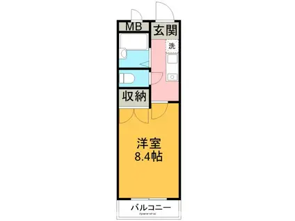 エスポア八田(1K/3階)の間取り写真