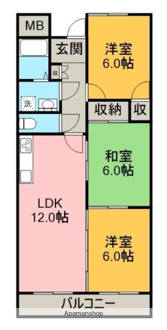 第3高杉マンション(3LDK/2階)の間取り写真