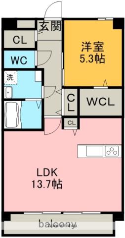 ドヌール諏訪(1LDK/4階)の間取り写真