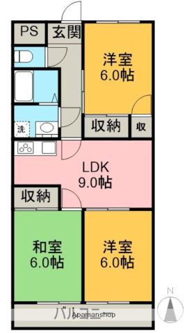 フォレスト本宮(3LDK/4階)の間取り写真