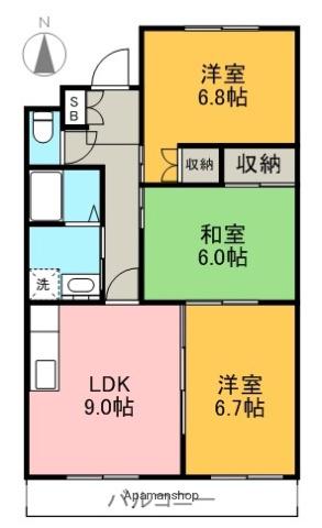 ロジュマンK(3DK/2階)の間取り写真