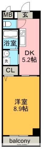 トリニティM3(1DK/2階)の間取り写真