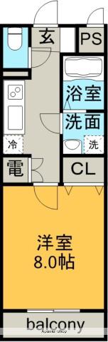 アラニⅡ(1K/1階)の間取り写真