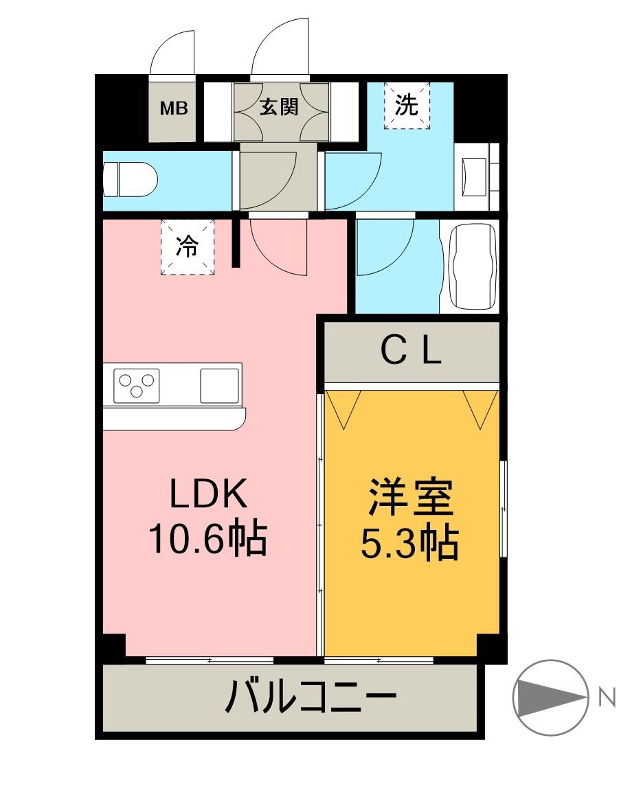 CANAL イースト(1LDK/4階)の間取り写真