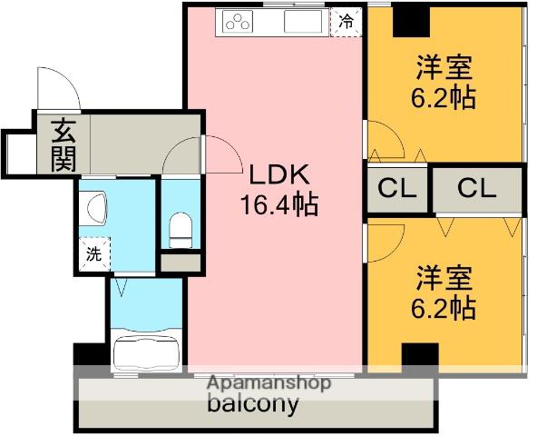 八熊EDGE(2LDK/3階)の間取り写真