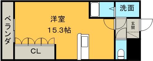 グランドールⅤ(1K/3階)の間取り写真