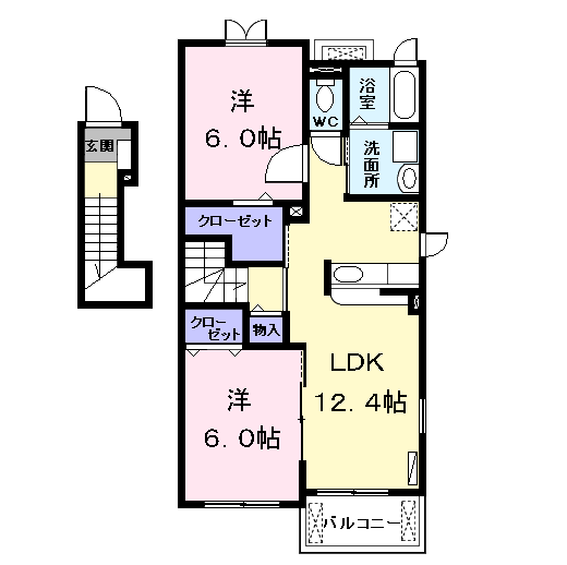グリーンヒルズ(2LDK/2階)の間取り写真
